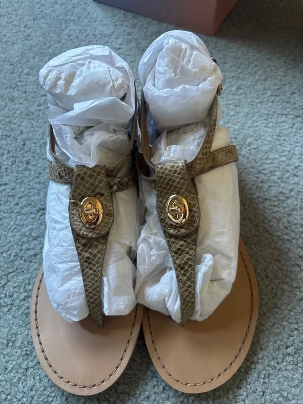Coach Ingrid Snake Print Strappy Wedge Sandals Size 7.5 Q7144